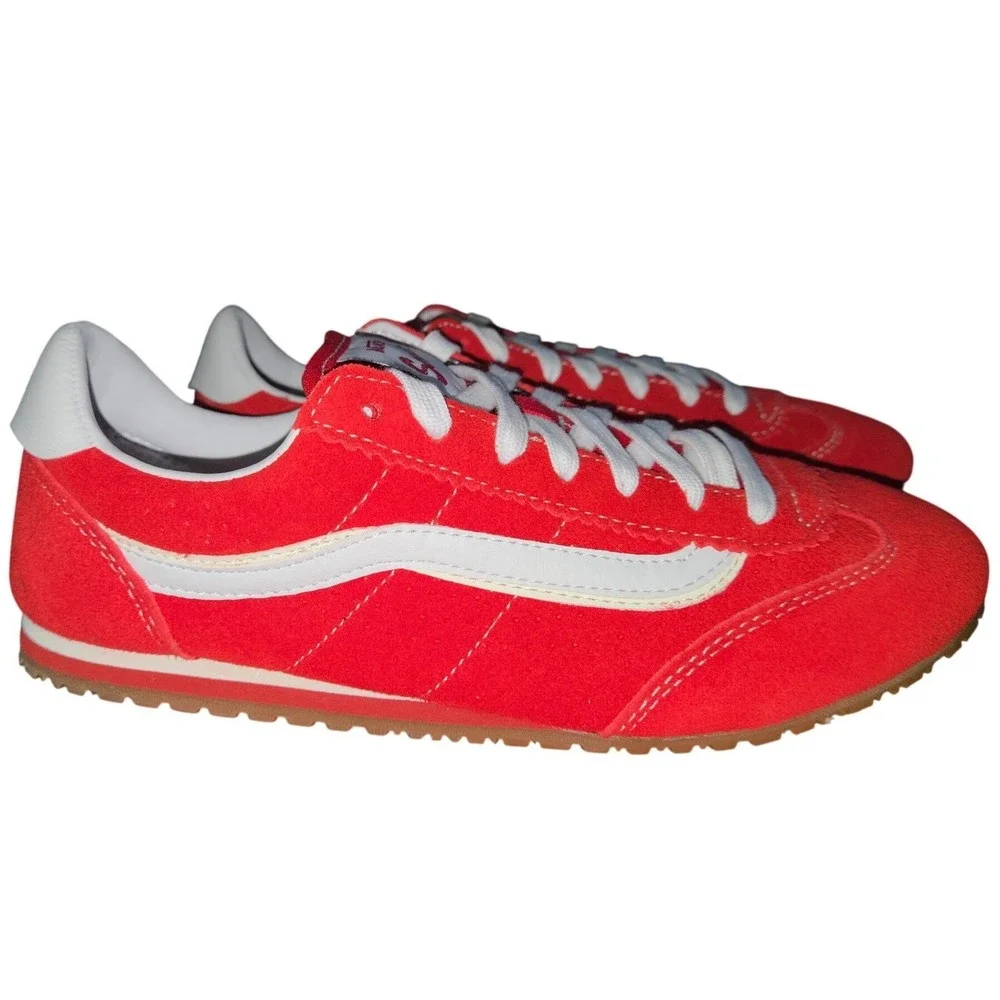 Vans Serio Super Lowpro Racing Red White Suede Sneakers Mens 7.5 W 9